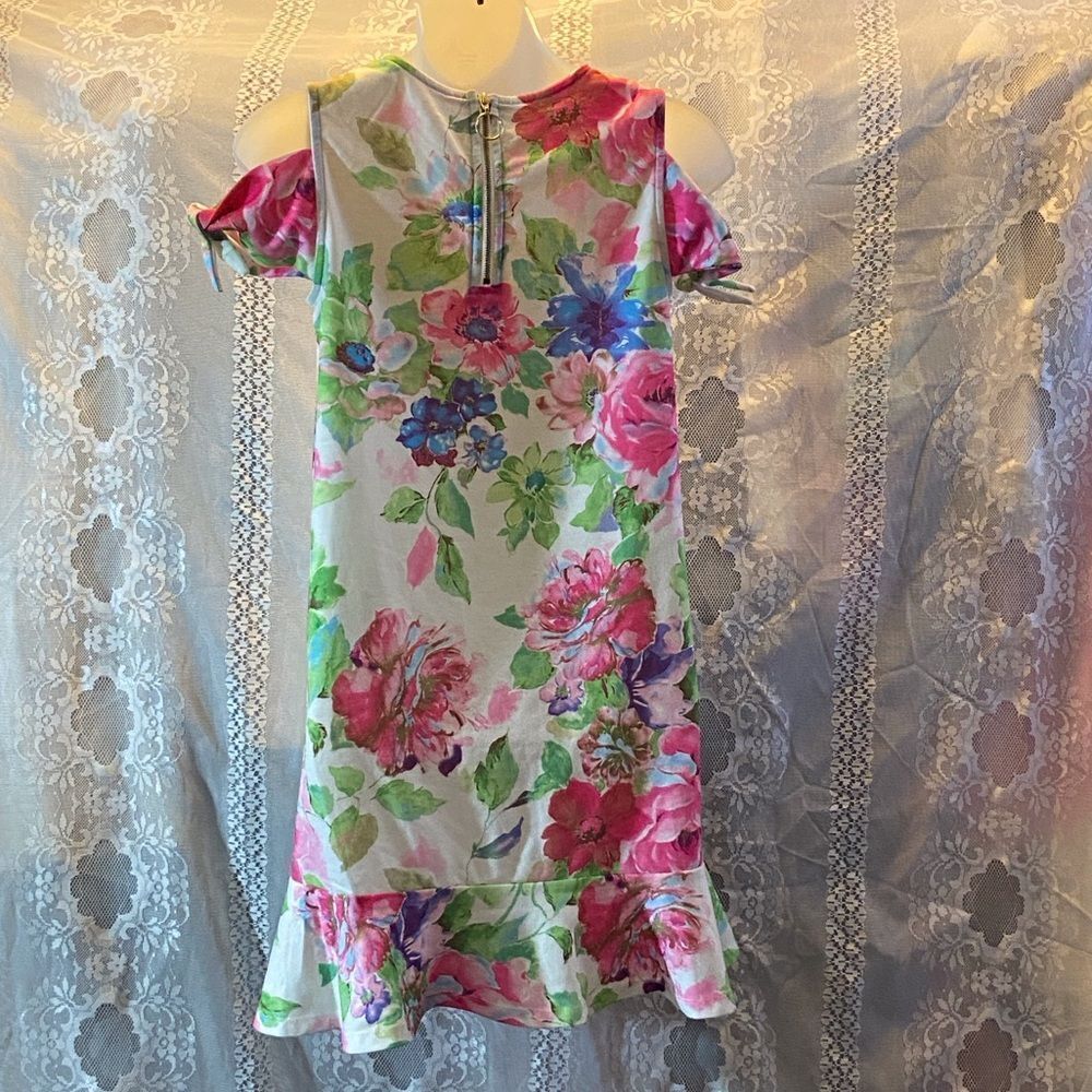 🥰kidpik Floral Casual Dress with Pink and Green Size XL 14 - Picture 4 of 7